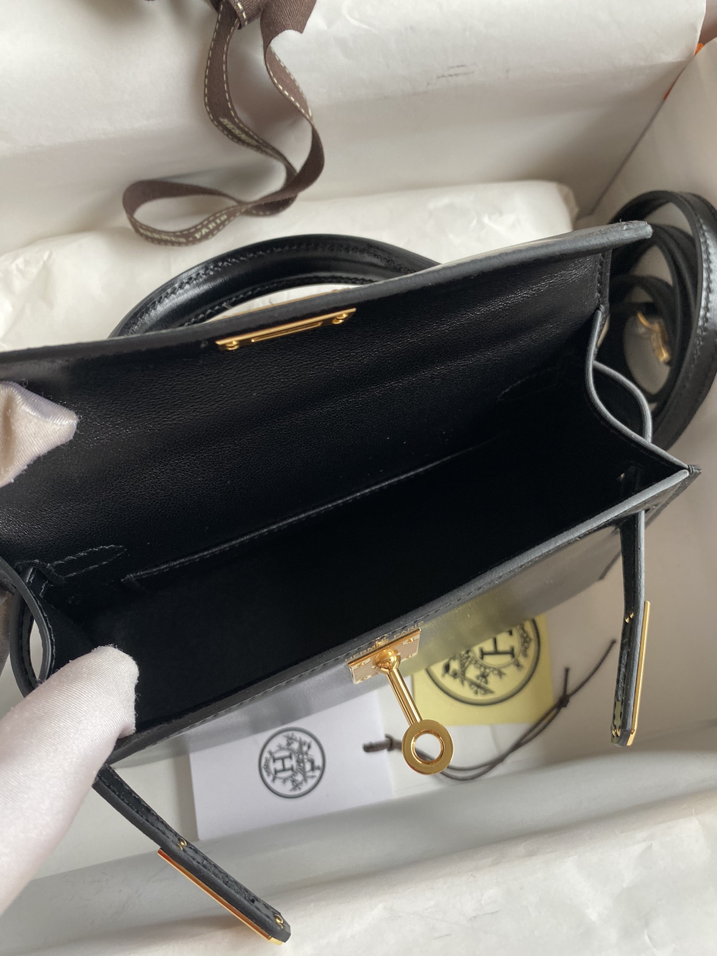 Hermes Kelly Mini II Bag 19CM In Black Box Leather